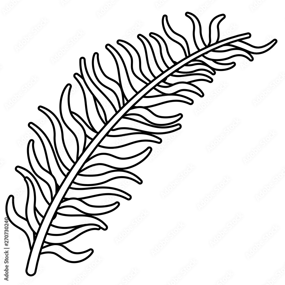 Fototapeta premium Tropical leaves bouquet cartoon nature in black and white