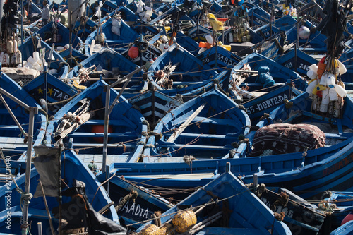The famous blue fishing boats of Essaouira, Morocco
