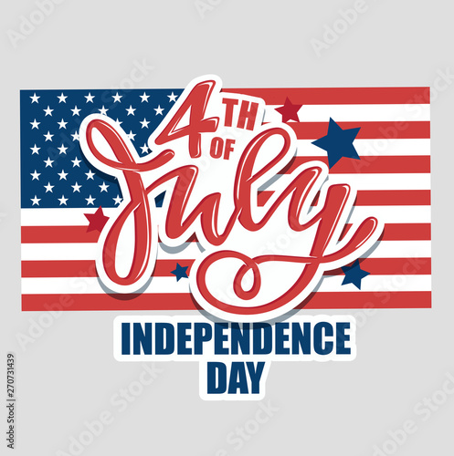 Text 4th of July. Independence Day vector lettering typography for postcard, card, banner. Celebration calligraphy. US military armed forces typography concept . National poster design