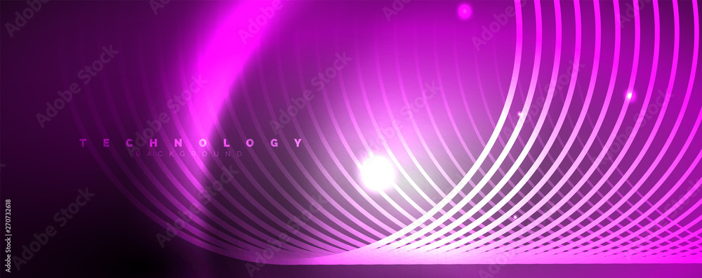 Shiny neon lights, dark abstract background with blurred magic neon light curved lines Shiny neon lights, dark abstract background with blurred magic neon light curved lines