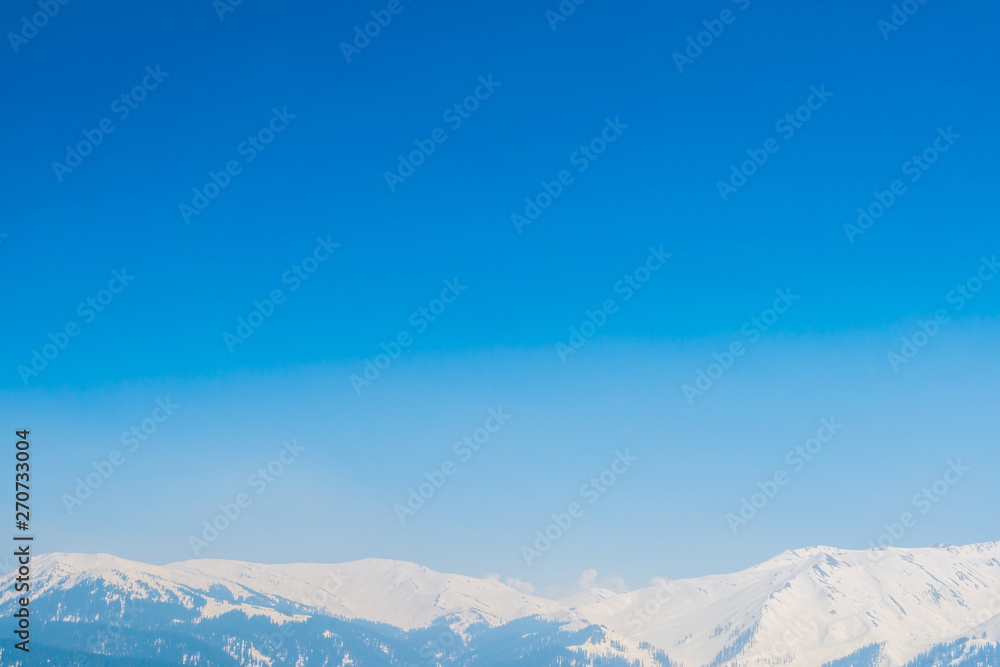 Beautiful  snow covered mountains landscape Kashmir state, India .