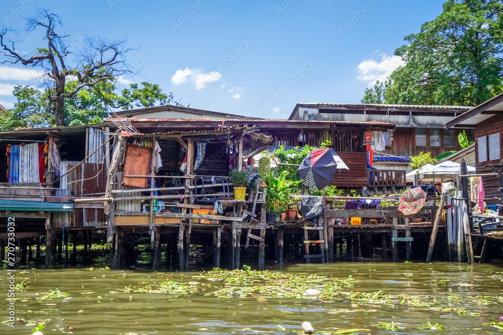 Traditional houses on Khlong, Bangkok, Thailand