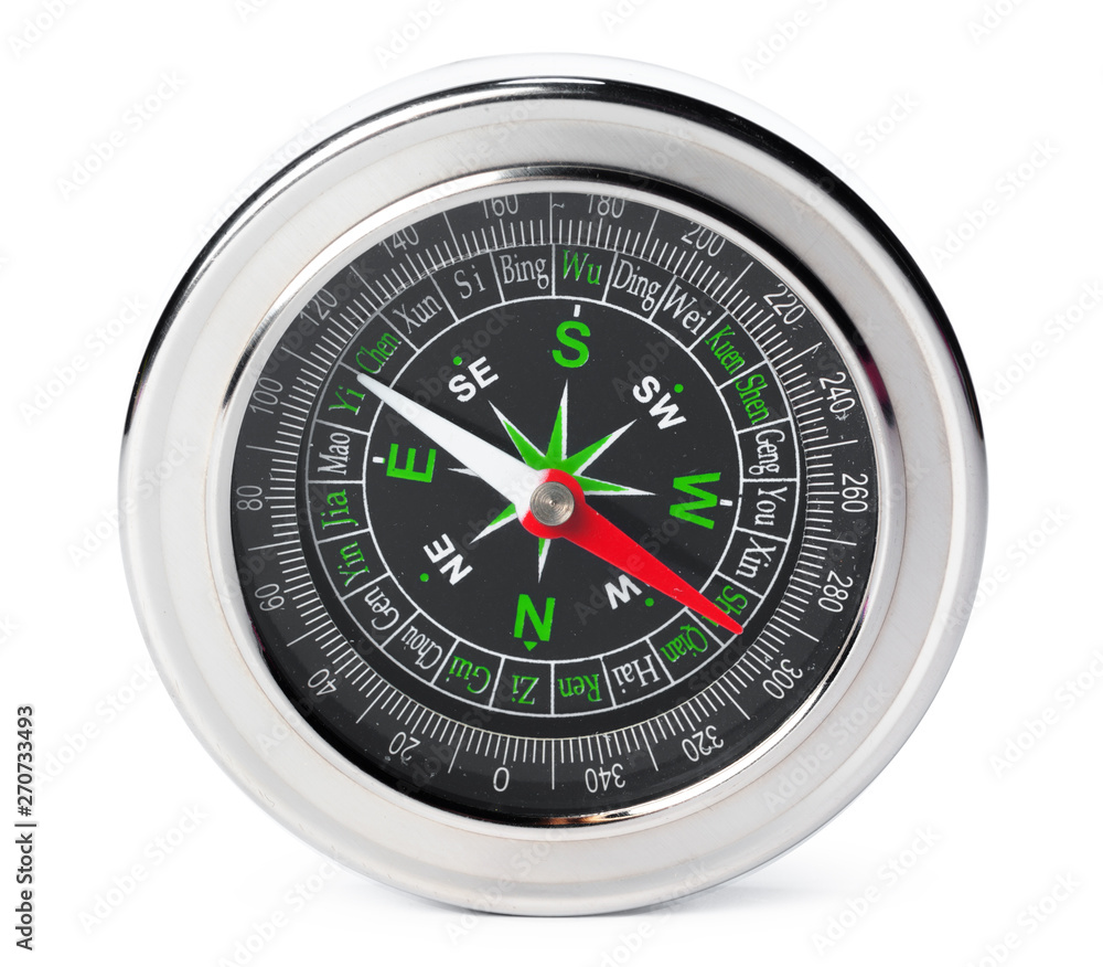 Compass isolated on white background. Tool for travel, tourism,science