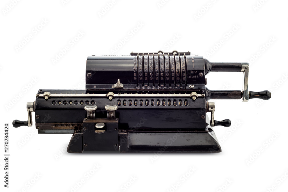 Ancient pinwheel mechanical calculator.This is a mechanical device used to perform automatically the basic operations of arithmetic, rendered obsolete by the advent of the electronic calculator. Ancient pinwheel mechanical calculator.This is a mechanical device used to perform automatically the basic operations of arithmetic, rendered obsolete by the advent of the electronic calculator.