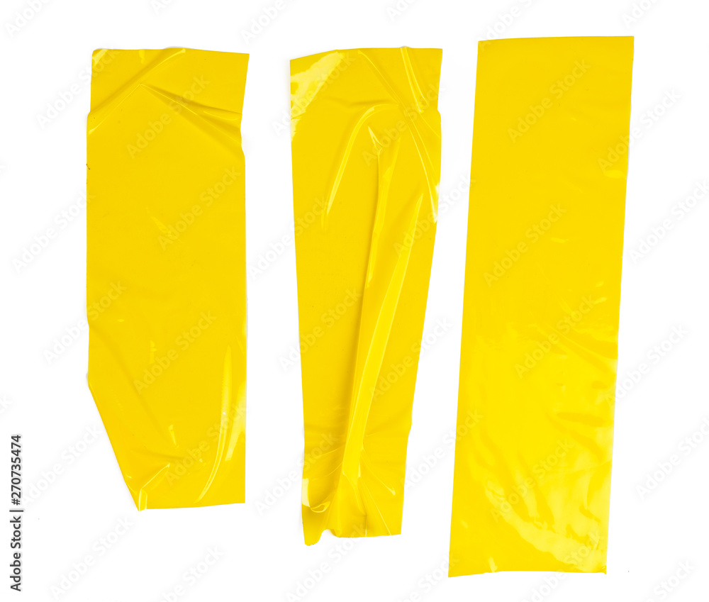 Set of yellow tapes on white background Set of yellow tapes on white background