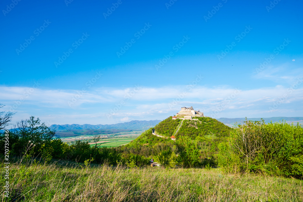 Deva citadel view at the Springtime , Romania