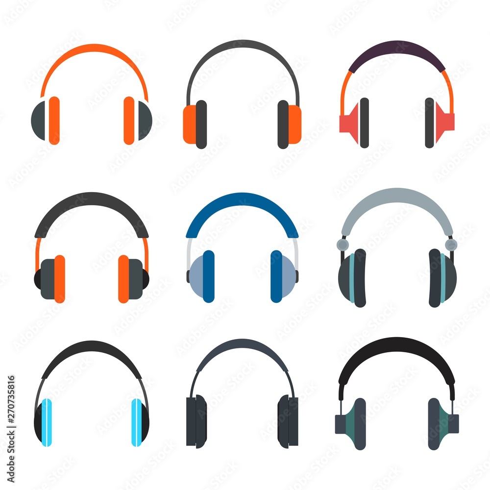 Headphones icon symbol illustration set Headphones icon symbol illustration set
