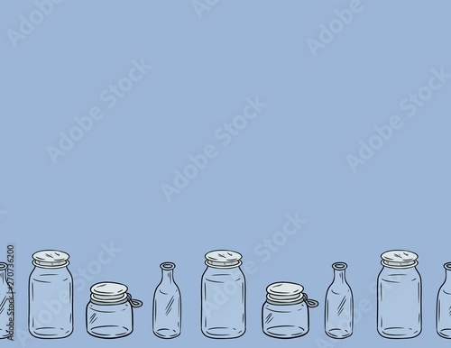 Use less plastic glass jars seamless pattern. Letter template. Ecological and zero-waste. Go green living