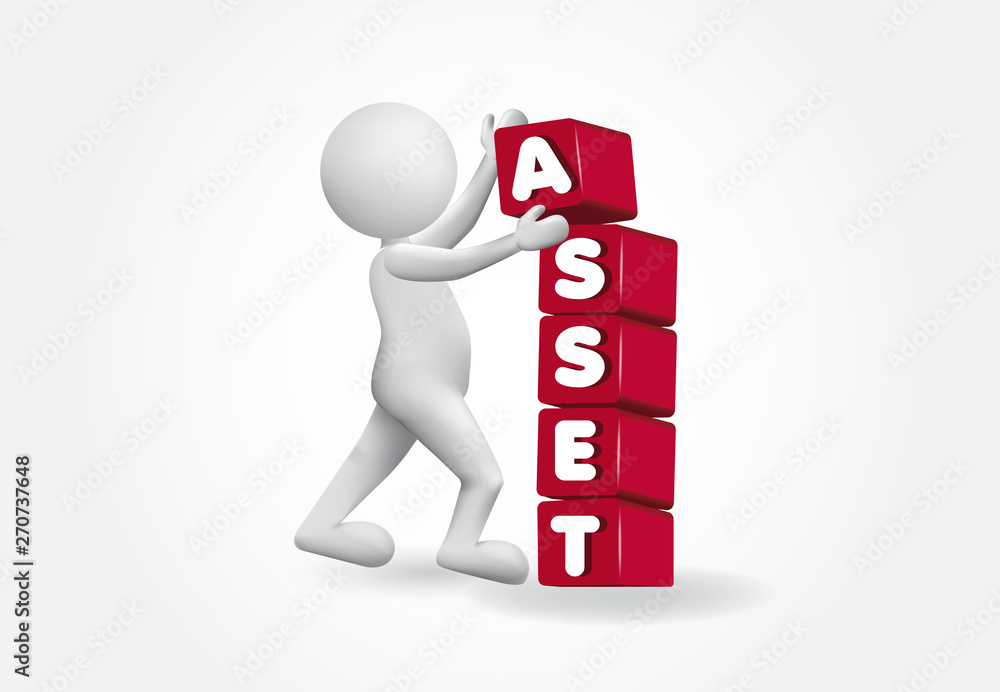 3d Small People Placing ASSET Cube Vector Image Design 3d Small People Placing ASSET Cube Vector Image Design