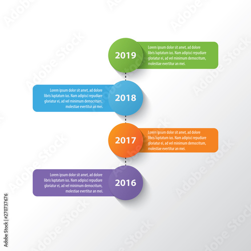 colorful timeline infographic with 4 options design template, Infographics management, finance, analytics, presentation. Vector illustration