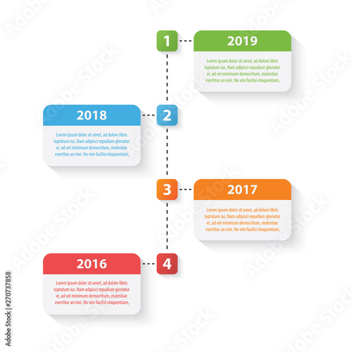 colorful timeline infographic with 4 options design template, Infographics management, finance, analytics, presentation. Vector illustration