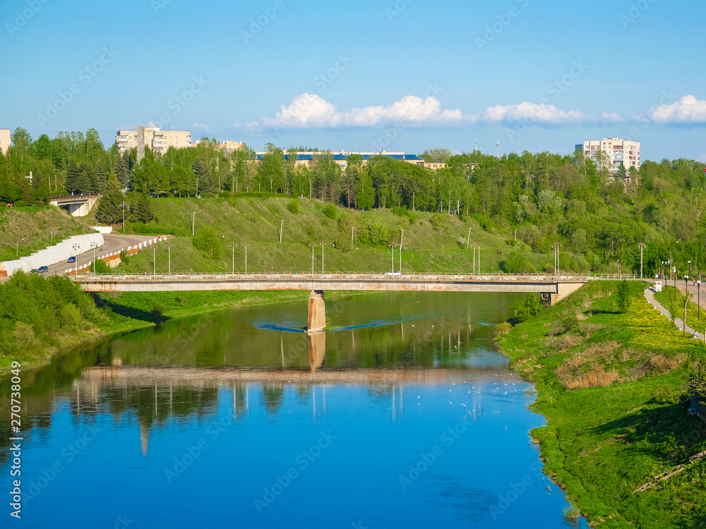 Fototapeta premium view of the Volga River in the city of Rzhev, in Russia