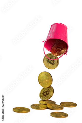 bit coin in bucket falling blockchain technology