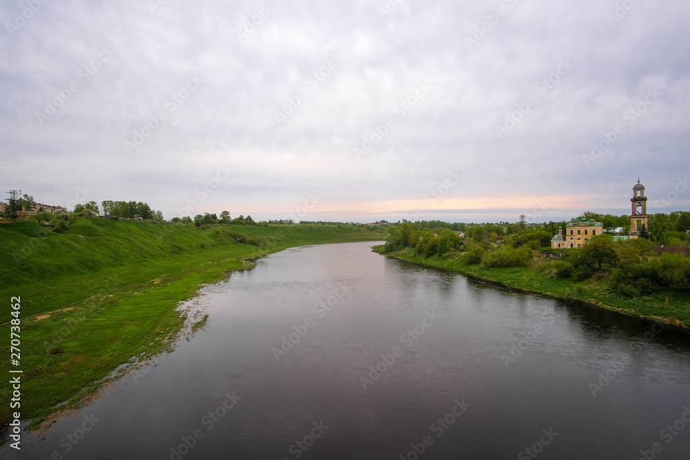 image of the old Russian city of Staritsa on the banks of the Volga