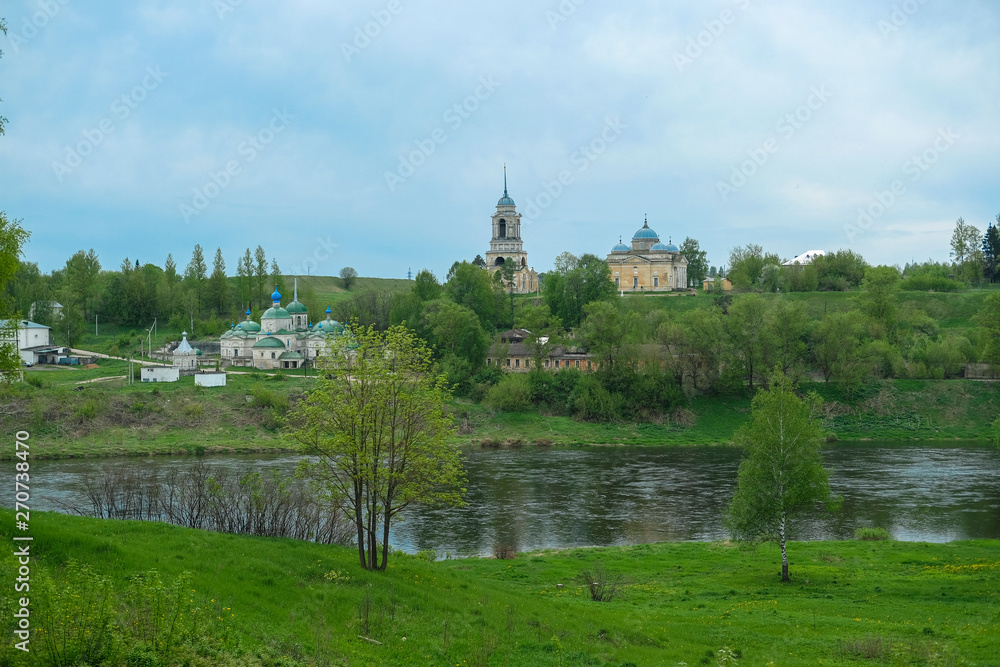 image of the old Russian city of Staritsa on the banks of the Volga