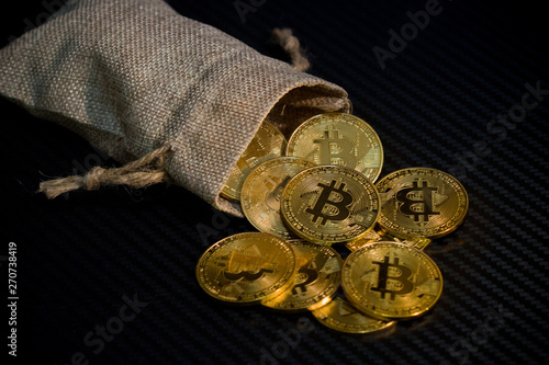 bit coin in bucket falling blockchain technology