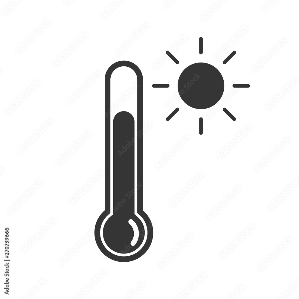 Thermometer icon, hot day high temperature icon. New trendy thermometer with sun graphic for web, logo, app, ui, icon. Vector illustration. Thermometer icon, hot day high temperature icon. New trendy thermometer with sun graphic for web, logo, app, ui, icon. Vector illustration.