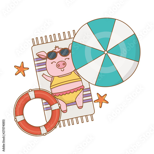 cute animal enjoying summer time cartoon