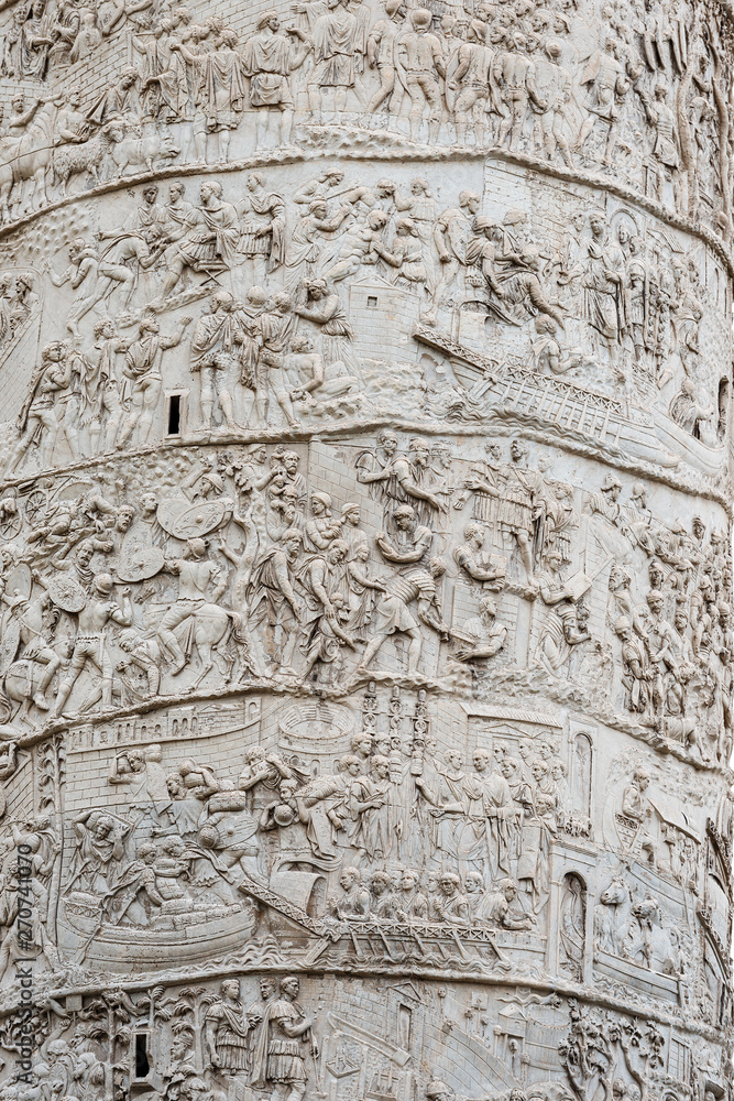Roman Trajan Column - Triumphal monument in Rome Italy