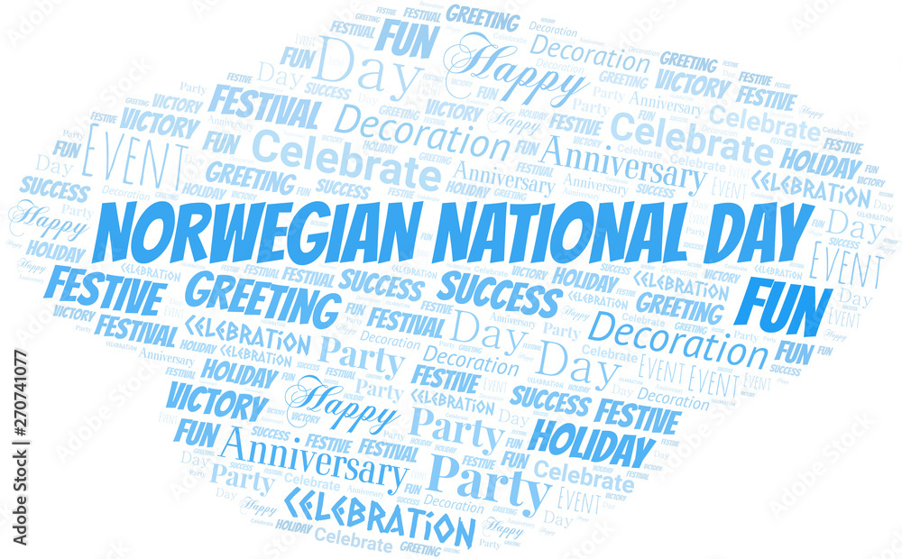 Norwegian National Day Word Cloud. Wordcloud Made With Text. Norwegian National Day Word Cloud. Wordcloud Made With Text.