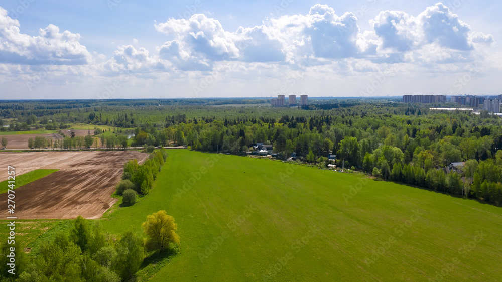 Top view on flat geometric areas of an agricultural field Top view on flat geometric areas of an agricultural field