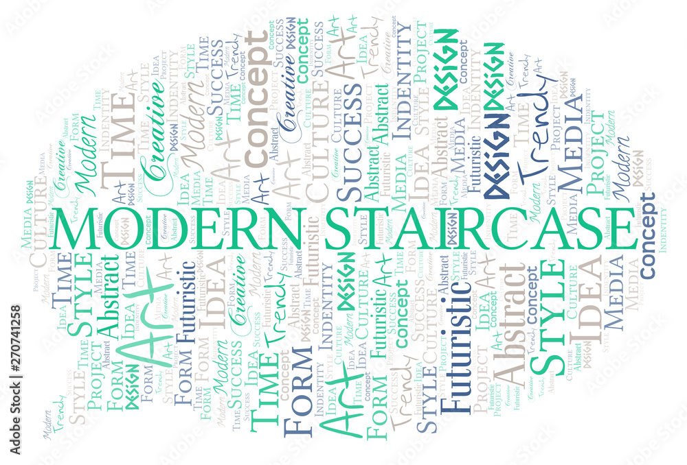 Fototapeta premium Modern Staircase word cloud. Wordcloud made with text only.