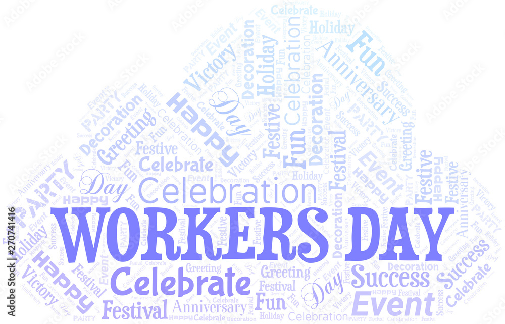 Obraz premium Workers Day Word Cloud. Wordcloud Made With Text.