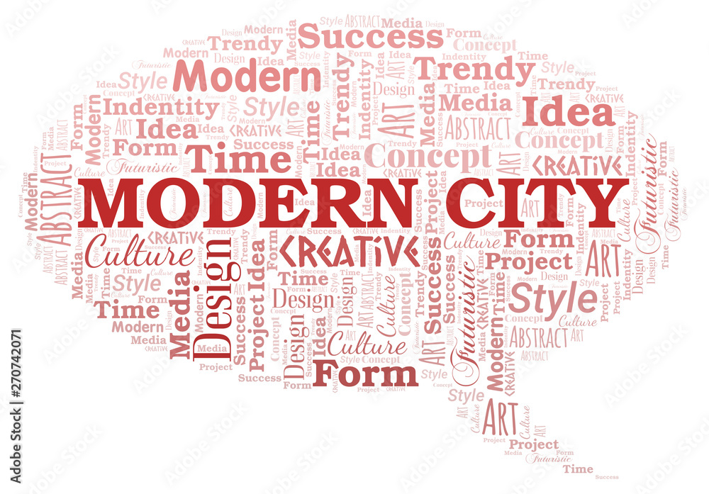 Modern City word cloud. Wordcloud made with text only.
