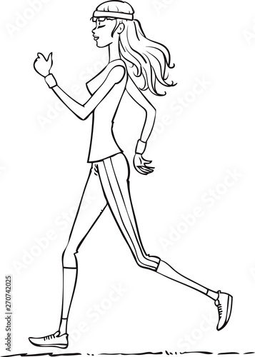 Running woman, jogging in sportswear. Fitness vector illustration