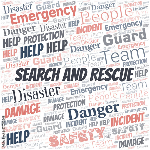 Search And Rescue Word Cloud. Wordcloud Made With Text.