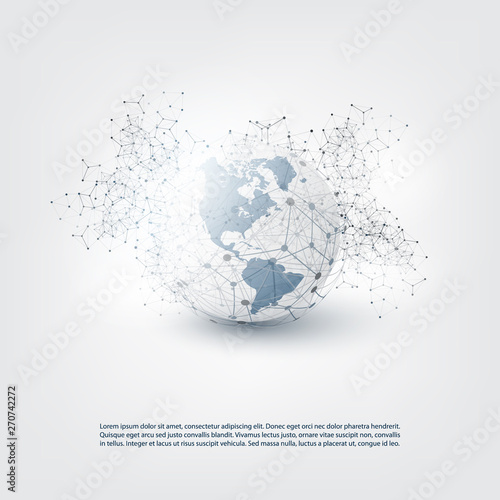      Cloud Computing and Global Networks Concept Design with Earth Globe and Geometric Network Mesh 