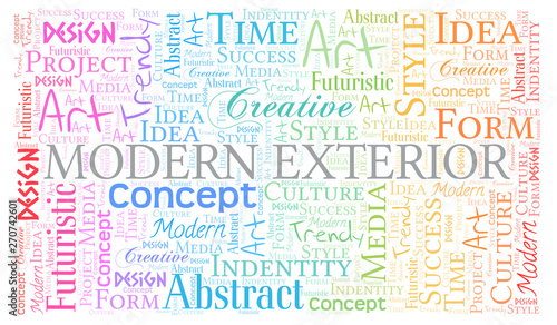 Modern Exterior word cloud. Wordcloud made with text only.