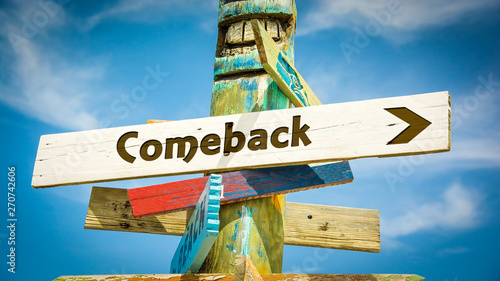 Tableau sur toile Street Sign to Comeback