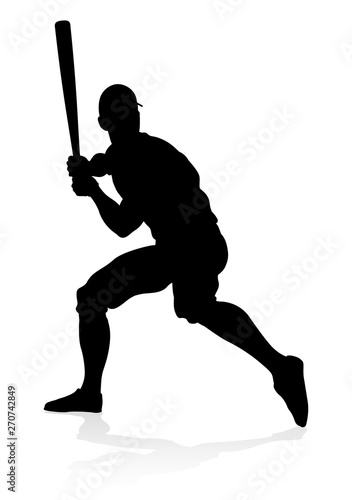 Baseball player in sports pose detailed silhouette