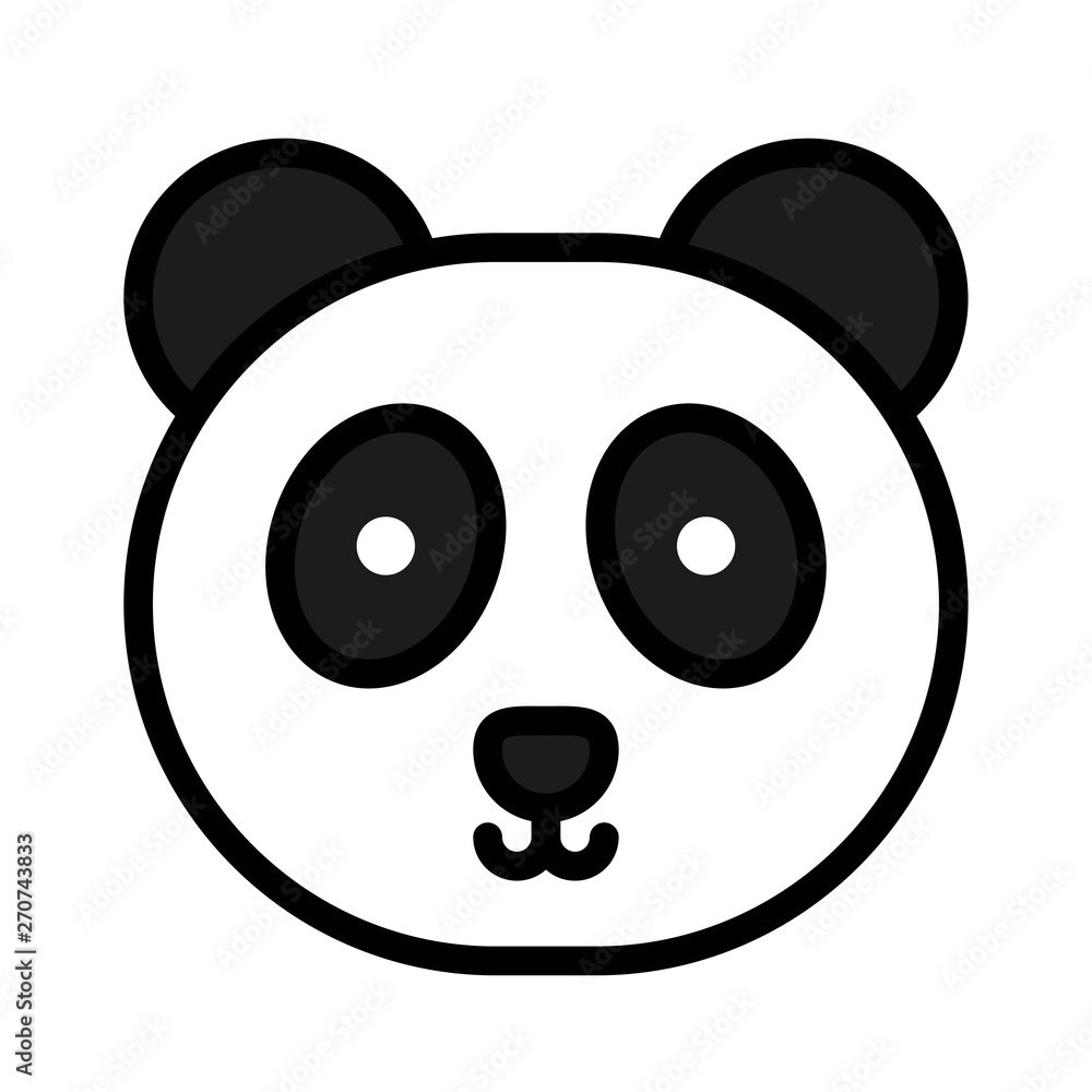 Panda face vector, Chinese lunar new year filled icon Panda face vector, Chinese lunar new year filled icon