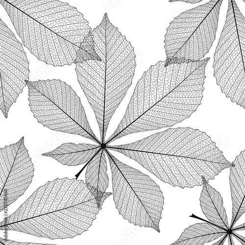 Seamless pattern with chestnut leaves . Vector, EPS 10.