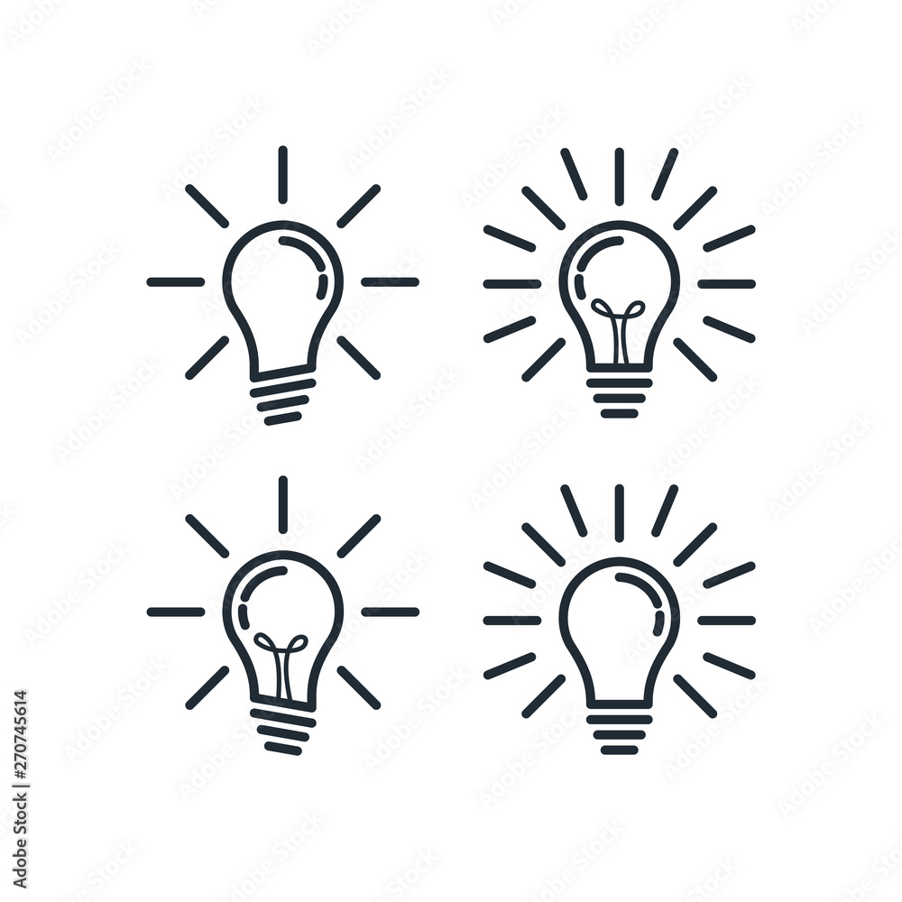 Light bulb set icon vector on white background. Lightbulb solution idea and creativity symbol Light bulb set icon vector on white background. Lightbulb solution idea and creativity symbol
