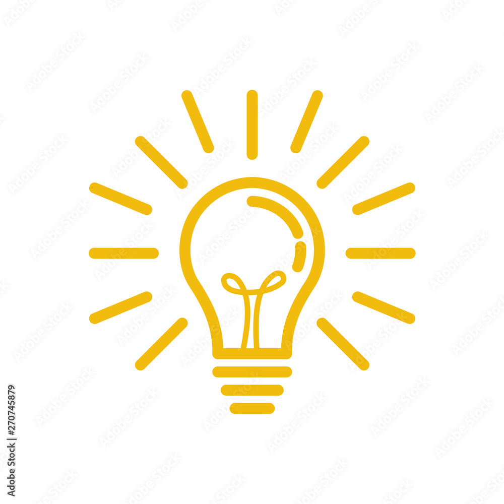 Light bulb icon vector on white background. Lightbulb solution idea and creativity symbol Light bulb icon vector on white background. Lightbulb solution idea and creativity symbol