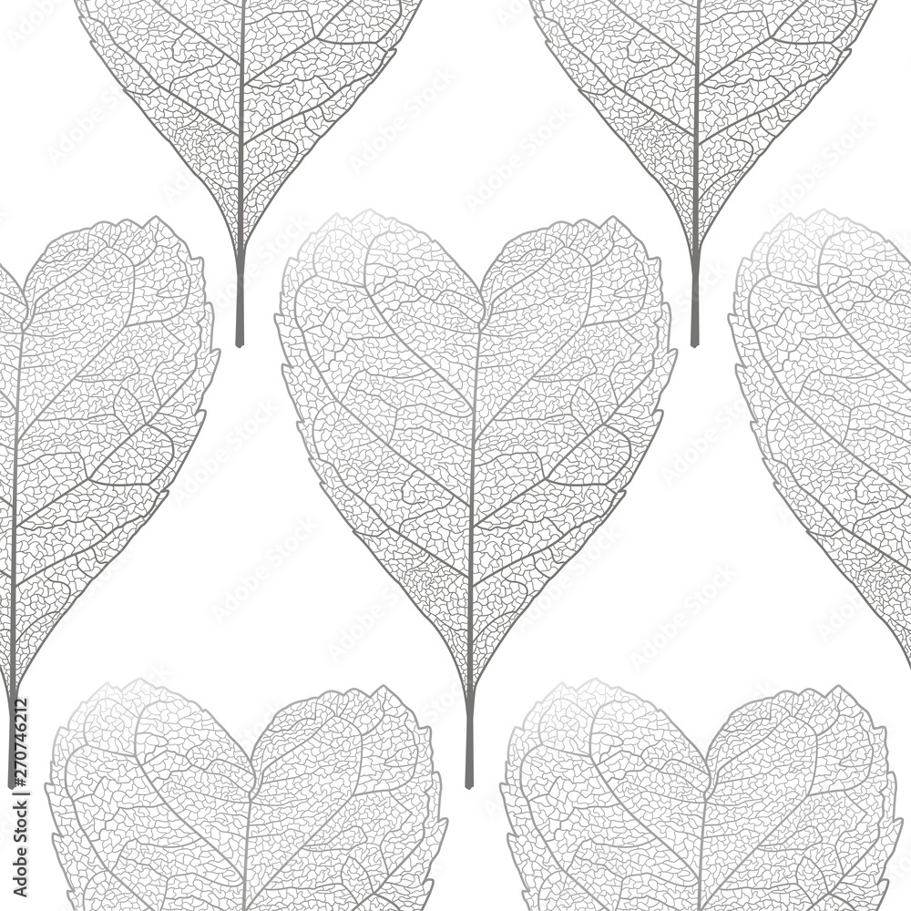 Seamless pattern with  leaves.Heart-shaped leaves.Vector illustration, EPS 10.