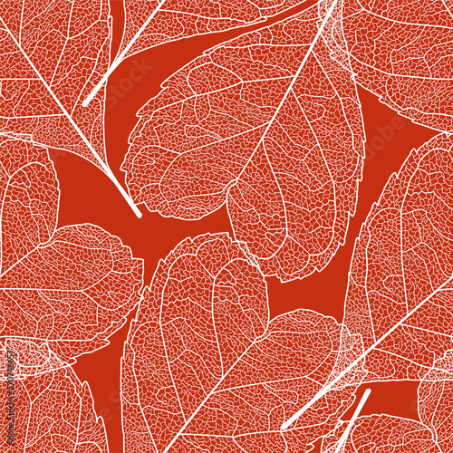 Seamless pattern with  leaves.Heart-shaped leaves.Vector illustration, EPS 10.