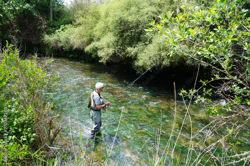 fly fisherman in the river