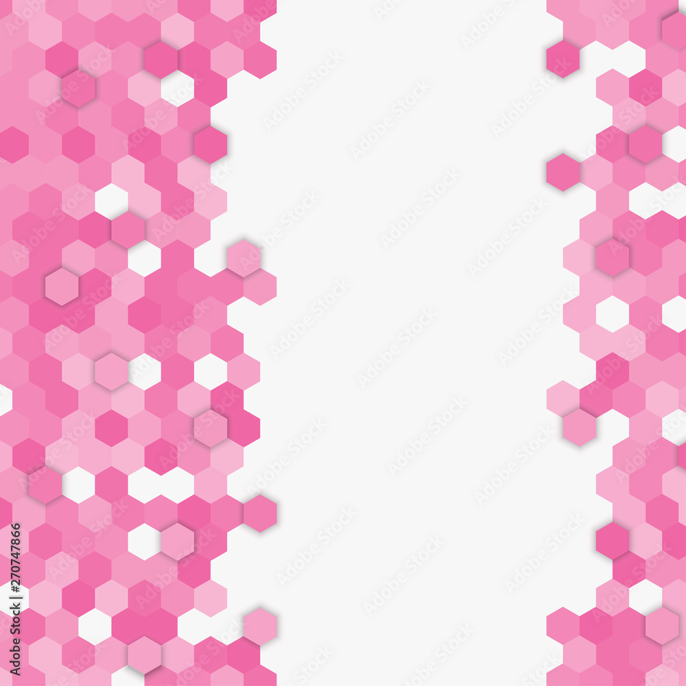 Pink random hexagon mosaic or tiles background. Pink random hexagon mosaic or tiles background.