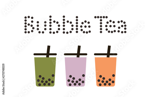 Green, Thai milk, Pink milk, bubble tea, milk tea with black pearl, is a Taiwanese tea-based drink with chewy tapioca ball which also known as pearls, or bobas. It's very popular in Asia.