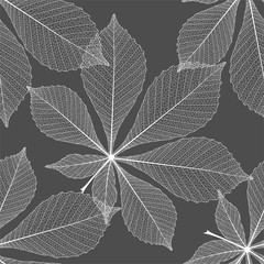 Sierkussen Bladnerven patronen Kastanjebladeren botanisch naadloos vector patroon  © O.Yu