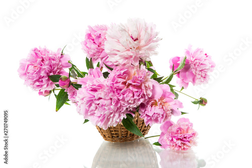 Wallpaper Mural bouquet of blooming peonies on white background Torontodigital.ca