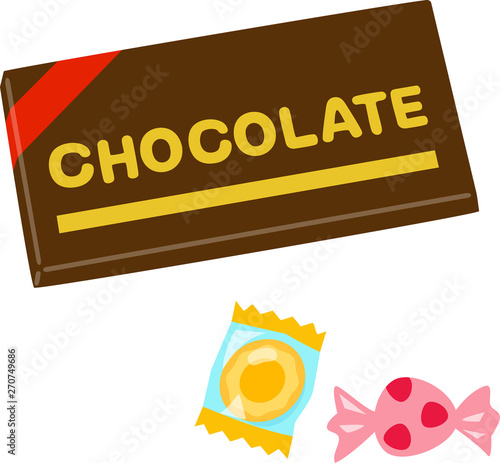板チョコレートとキャンディ