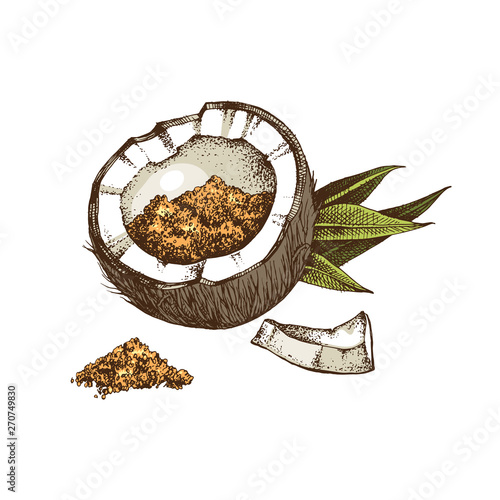 Half of coconut full of coconut sugar