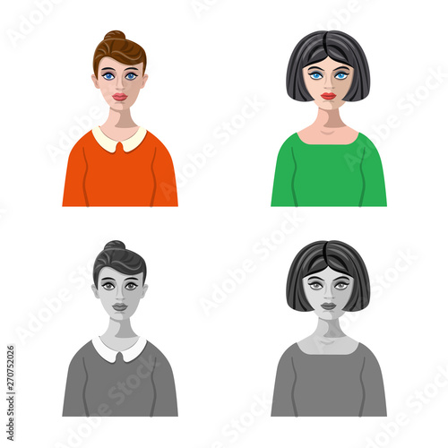 Isolated object of hairstyle and profession  sign. Set of hairstyle and character  stock vector illustration.