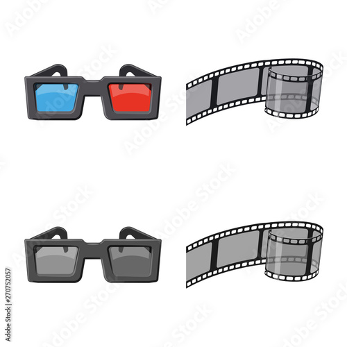 Vector illustration of television and filming logo. Set of television and viewing stock symbol for web.