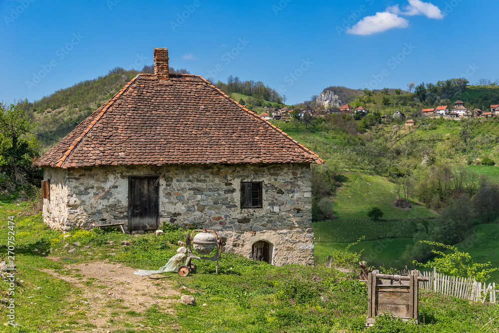 Serbian household on the mountain. Village old house. Beautiful nature in Serbia. Serbian household on the mountain. Village old house. Beautiful nature in Serbia.